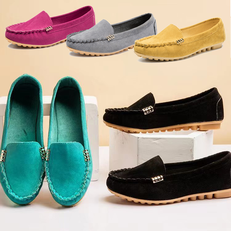 New arrival Women's Shoes Ballerinas and Flats Metal Buckle Decoration Suede Doug shoes Loafers & Slip-Ons Flat shoes【Choose 1 size larger than usual】