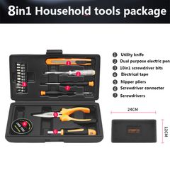 New arrivals 10in1 Household Hardware Tools Set Hand Tools Home Appliances Bolt Driver Screwdriver Vice Nipper Pliers Electroprobe band tape As picture 8in1