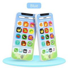 New arrivals Toy Phone Electronics For Kids Learning Education Machine English Mobile Phone Toys With Music And Lights Baby Musical Toys  USB charging Blue as picture