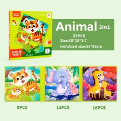 3in1 Kids  Jigsaw Puzzles  Book style large puzzle developmental toys Games & Puzzles Animal