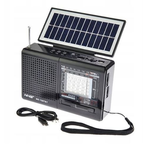 NS-1587BT Portable Solar FM Radio That Can Use E lectricity,Batteries Or Solar Panel- multicolour