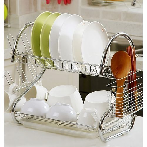2 Tier Dish Rack - Silver