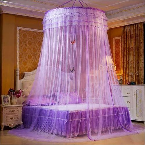 Round Mosquito Net Free Size For Double Decker And All Types Of Beds - Purple