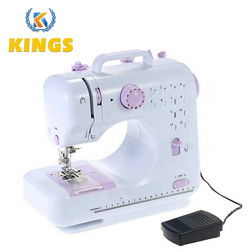 Households Sewing Machine 12-pin Foot Pedal Double Thread Ironing Pressing white