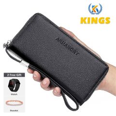 ARHANORY Ladies Wallet Card Zipper Clutch for Phone Women Coin Case PU Leather Waterproof Black one size