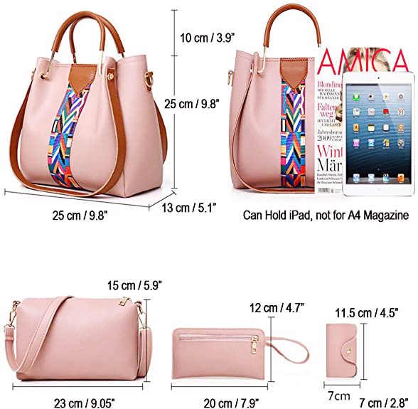 4pcs Ladies Bag Set Women Handbags Shoulder Tote Sling Bags PU Leather Waterproof Kings Fashion