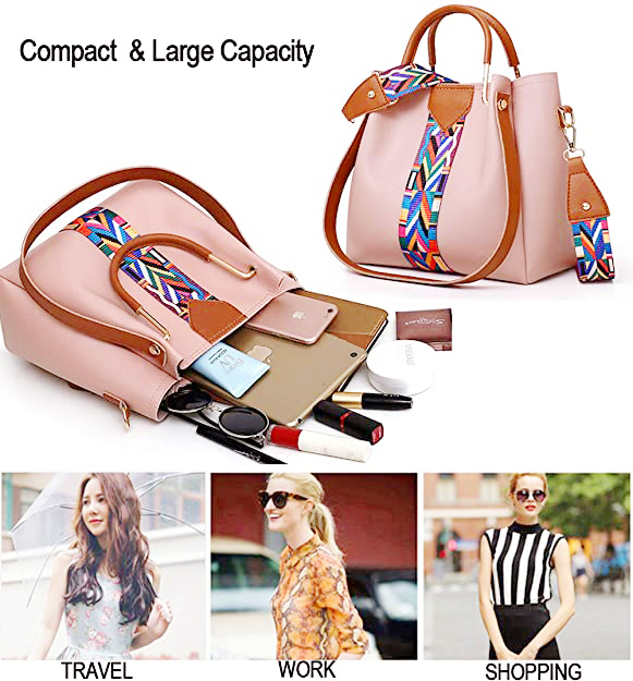 4pcs Ladies Bag Set Women Handbags Shoulder Tote Sling Bags PU Leather Waterproof Kings Fashion