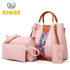 4pcs Ladies Bag Set Women Handbags Shoulder Tote Sling Bags PU Leather Waterproof Kings Fashion