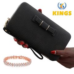 ARHANORY Ladies Wallets for Phone Clutch Bags Women Handbags Purses Waterproof PU Leather Black one size