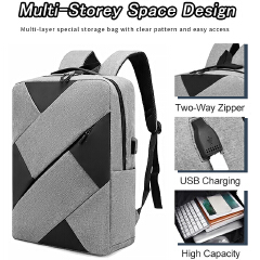 Men Laptop Backpack Bag Set Rucksack Travel Bag With USB Jack Large Capacity School Bag