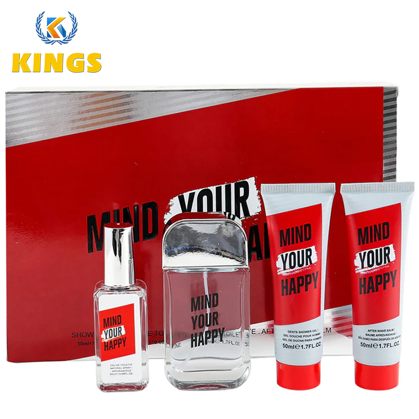 4-Piece Men Perfume Shower Gel After Shave Balm Set Fruity Fruity Fragrance Eau De Parfum 20ml + 50ml + 50ml + 50ml