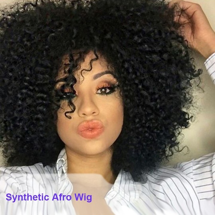 Short Fluffy Wigs Afro Kinky Curly Wigs For Women With Saclp Hair
