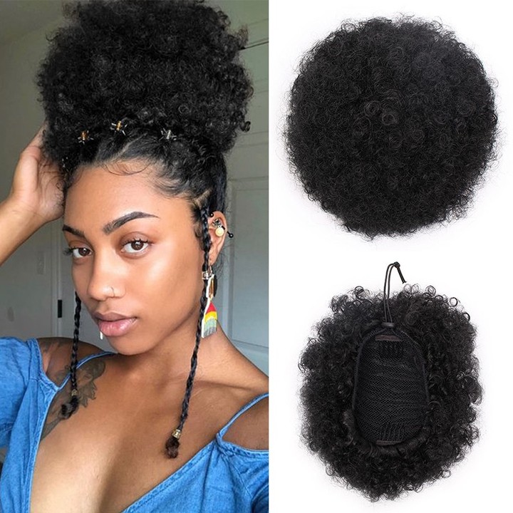 Synthetic Puff Afro Short Kinky Curly Chignon Hair Bun Drawstring