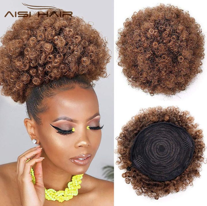 Aisi Hair Short Afo Bun Ponytail Syntheeic Short Hair Bun