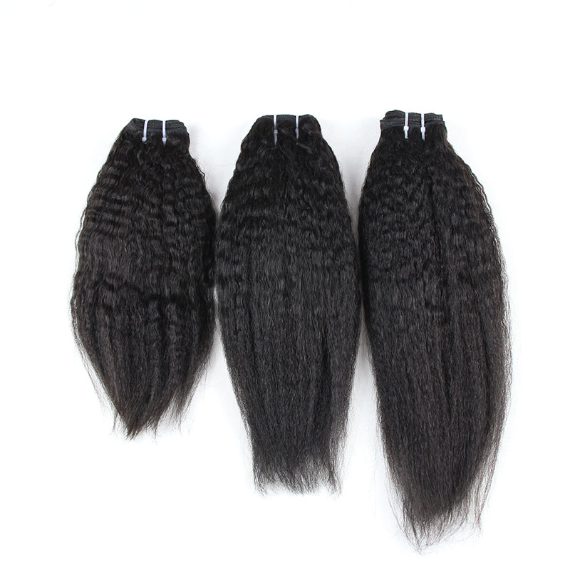 Indian Human Hair Kinky Straight Hair 3 Bundles 100g/pcs Hair 100% Unprocessed Virgin Hair Weft
