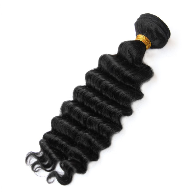 3 Bundles Indian Deep Wave Curly Hair Virgin Human Hair Extensions Weave 100g/pc Natural Black