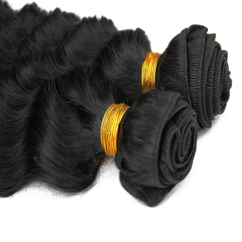 3 Bundles Indian Deep Wave Curly Hair Virgin Human Hair Extensions Weave 100g/pc Natural Black