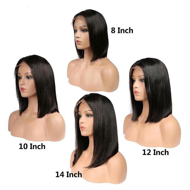 8&apos;&apos;-14&apos;&apos; Bob Straight 13*4.5&apos;&apos; Lace Front Wig In Density 130% 100% Human Hair With Baby Hair