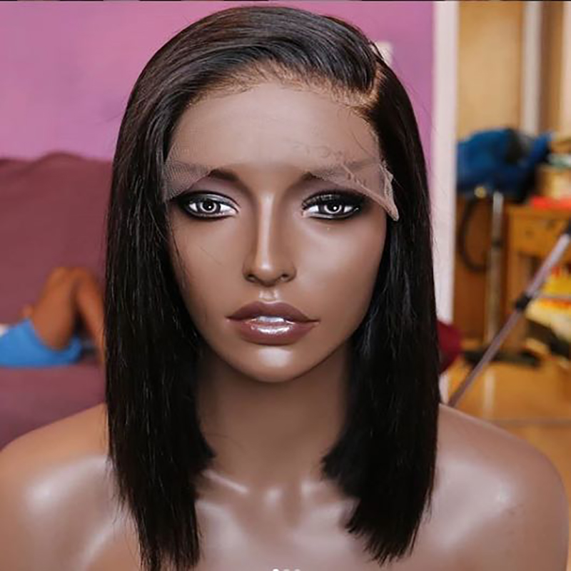 8&apos;&apos;-14&apos;&apos; Bob Straight 13*4.5&apos;&apos; Lace Front Wig In Density 130% 100% Human Hair With Baby Hair