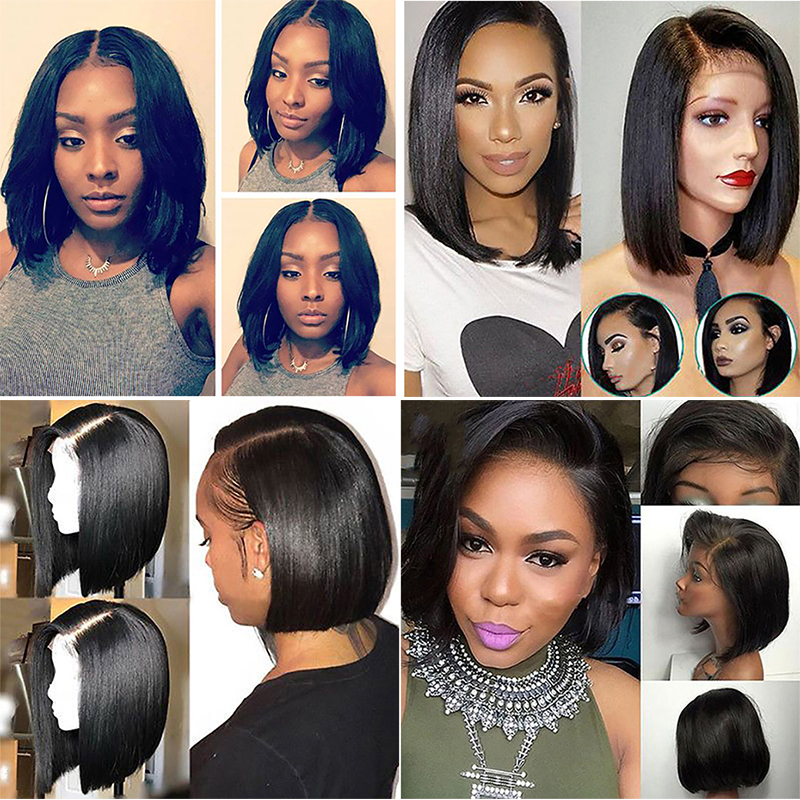 8&apos;&apos;-14&apos;&apos; Bob Straight 13*4.5&apos;&apos; Lace Front Wig In Density 130% 100% Human Hair With Baby Hair