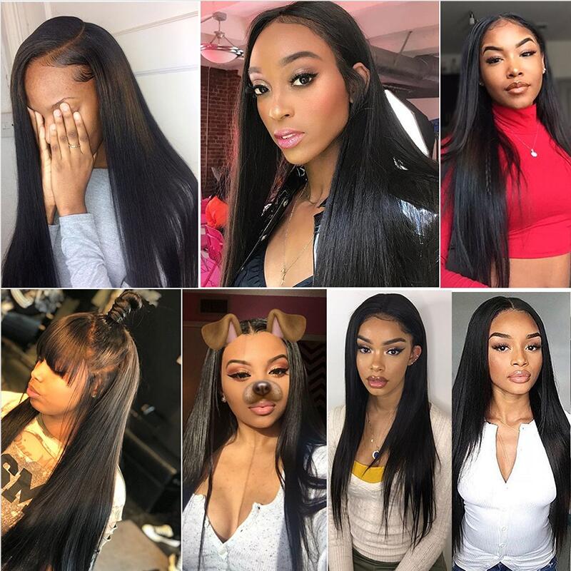 Lace Front Human Hair Wigs 13*4 Pre Plucked Remy Brazilian Straight Lace Frontal Wigs With Baby Hair