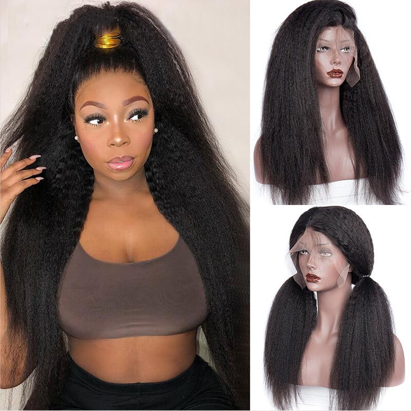 Kinky Straight 13*4 Lace Front Human Hair Wigs Pre Plucked With Baby Hair Malaysian Human Hair Wig