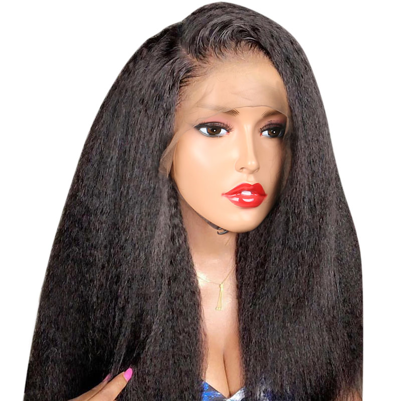 Kinky Straight 13*4 Lace Front Human Hair Wigs Pre Plucked With Baby Hair Malaysian Human Hair Wig