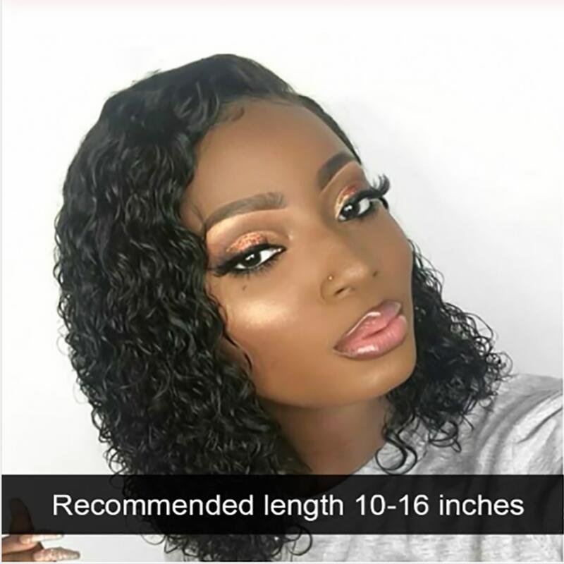 Jerry Curly Lace Front Human Hair Wigs With Baby Hair Brazilian Remy Hair Curly Bob Wigs Pre-Plucked