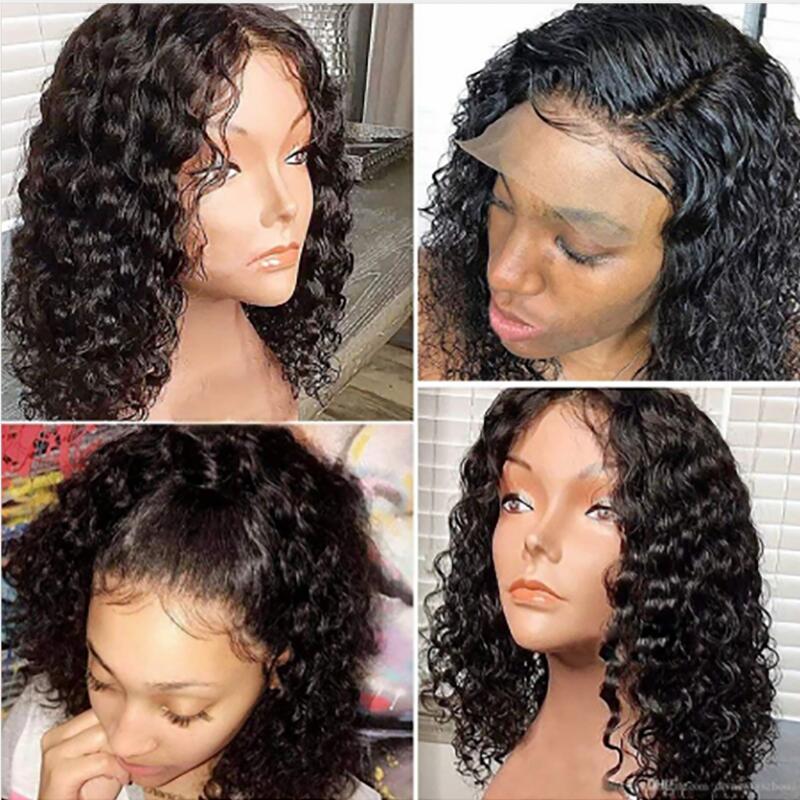 Jerry Curly Lace Front Human Hair Wigs With Baby Hair Brazilian Remy Hair Curly Bob Wigs Pre-Plucked