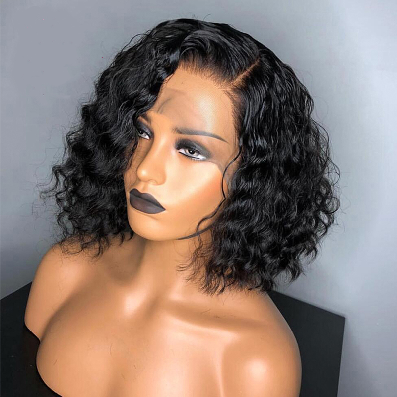 13*4 Short Natural Wave Lace Front Human Hair Wigs Brazilian Wig Pre Plucked With Baby Hair Bleached