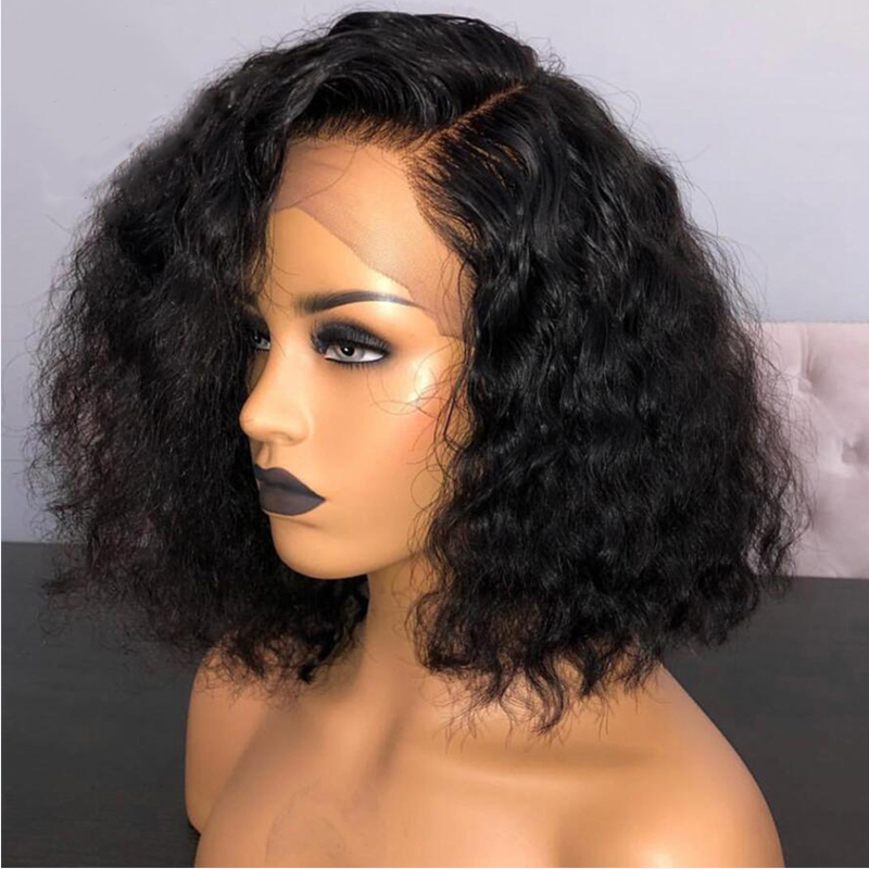 13*4 Short Natural Wave Lace Front Human Hair Wigs Brazilian Wig Pre Plucked With Baby Hair Bleached