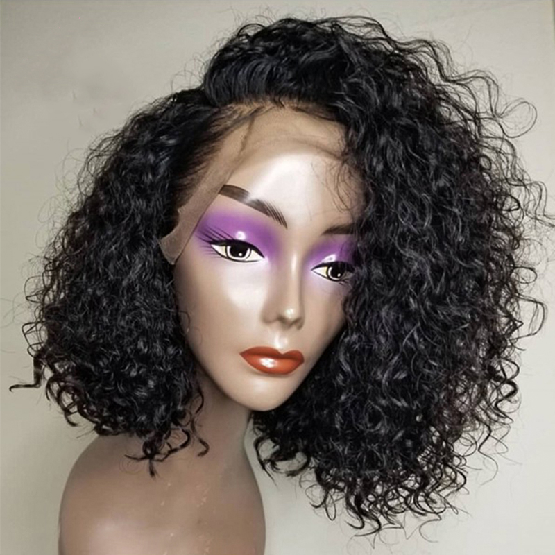 13*4 Lace Front Human Hair Wigs Short Curly Bob Lace Wig Remy Brazilian Plucked With Baby Hair