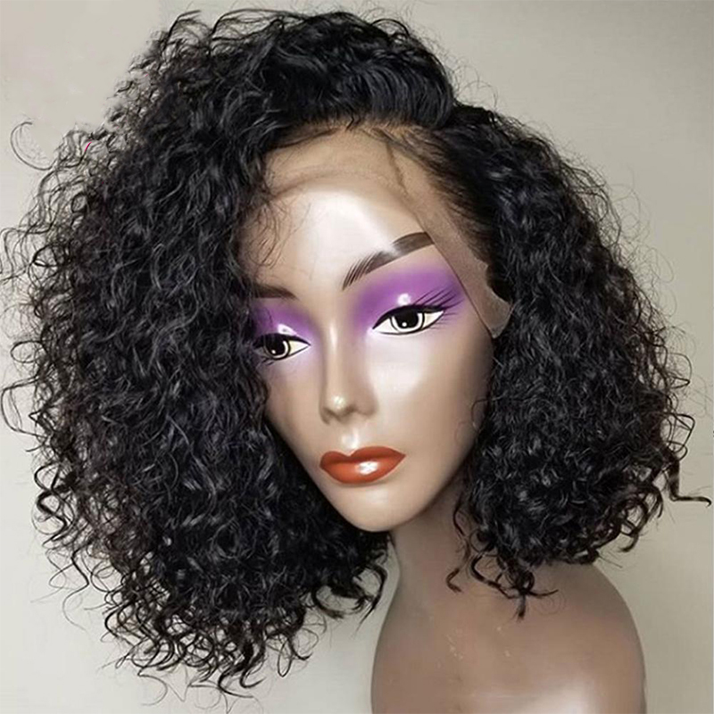 13*4 Lace Front Human Hair Wigs Short Curly Bob Lace Wig Remy Brazilian Plucked With Baby Hair