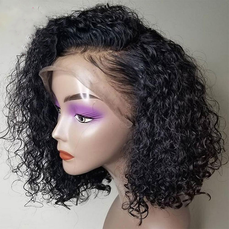 13*4 Lace Front Human Hair Wigs Short Curly Bob Lace Wig Remy Brazilian Plucked With Baby Hair