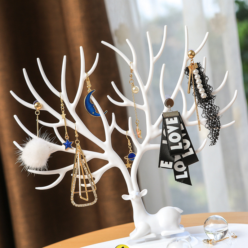 Deer Earrings Necklace  Jewelry Cosmetic Organizer Display Stand Tray Tree Makeup Storage Holder