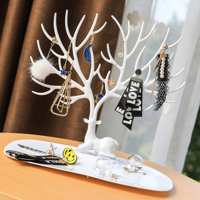 Deer Earrings Necklace  Jewelry Cosmetic Organizer Display Stand Tray Tree Makeup Storage Holder