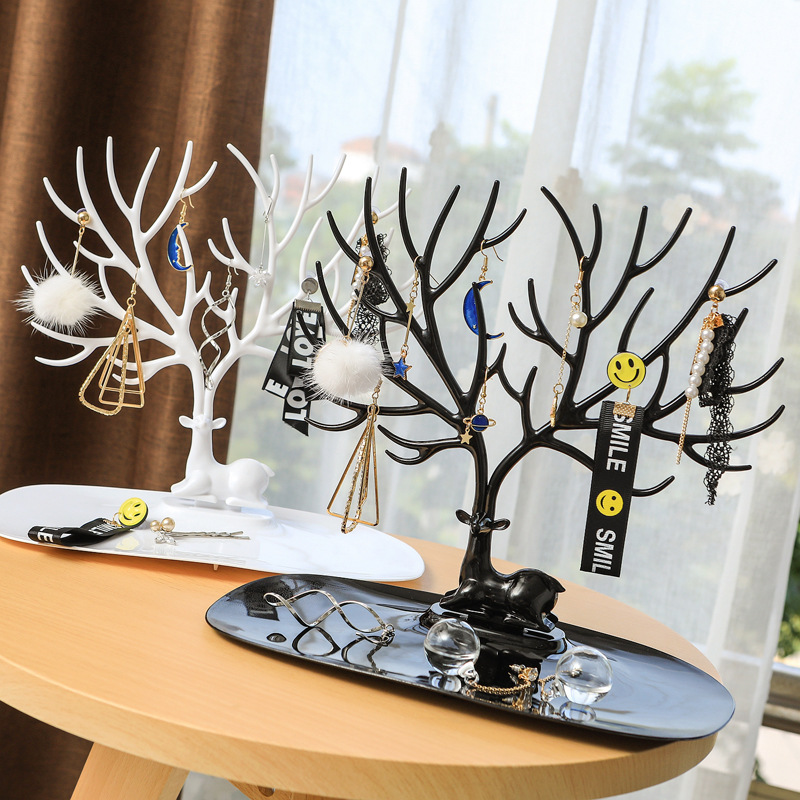 Deer Earrings Necklace  Jewelry Cosmetic Organizer Display Stand Tray Tree Makeup Storage Holder