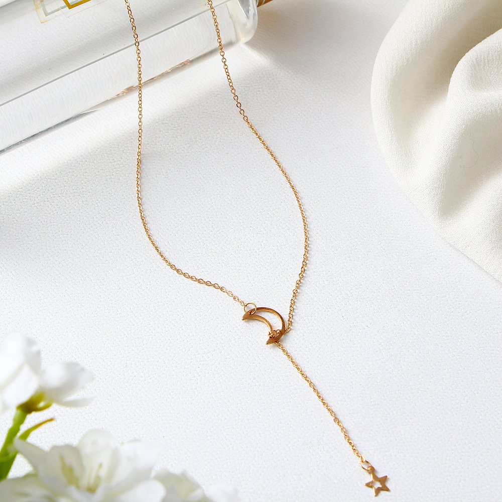 Moon Star Pendant jewelry Choker Necklace Alloy Zinc Chain Necklace For Women Party Jewelry Archery