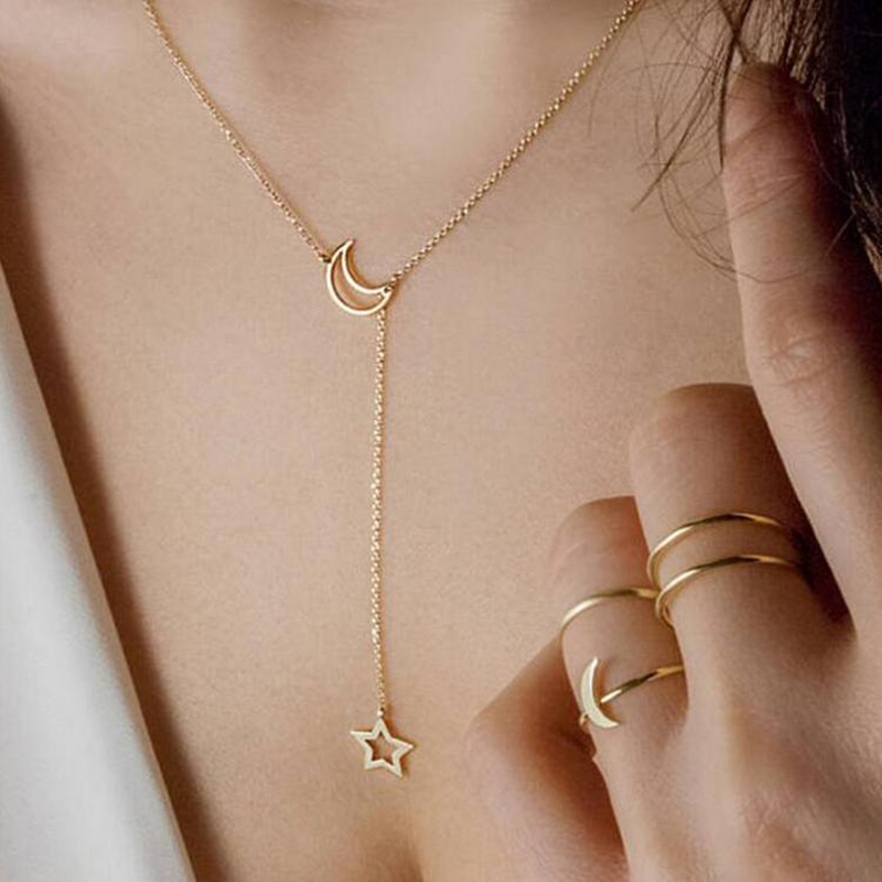 Moon Star Pendant jewelry Choker Necklace Alloy Zinc Chain Necklace For Women Party Jewelry Archery