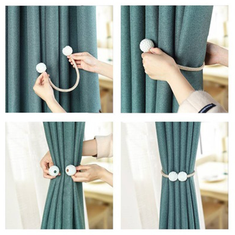 2 Pack Magnetic Curtain Tiebacks, Decorative Curtain Holdbacks for Window Décors