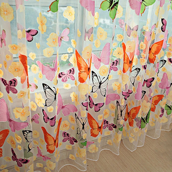 Butterfly Window Panels Drapes Curtains Sheer Voile Tulle Home Rooms