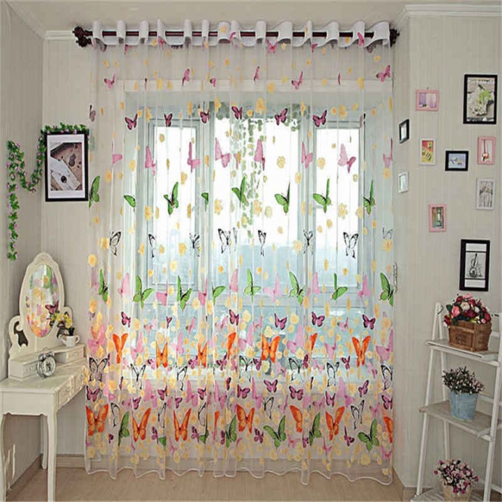 Butterfly Window Panels Drapes Curtains Sheer Voile Tulle Home Rooms