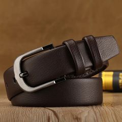 New Business Men Belts of Leather Luxury Design Buckle Belts for Jeans Brown Retro Waist Strap Belt Black as picture