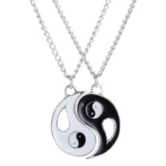 Couple Jewelry Yin Yang Broken Necklaces Best Friend Pendant 2 Charms Best Friends Necklace As Picture FREE SIZE