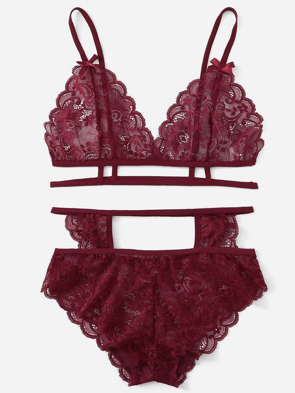 Sexy lace lingerie set lace hollow out front open back fancy ladies sexy lace lingerie sets