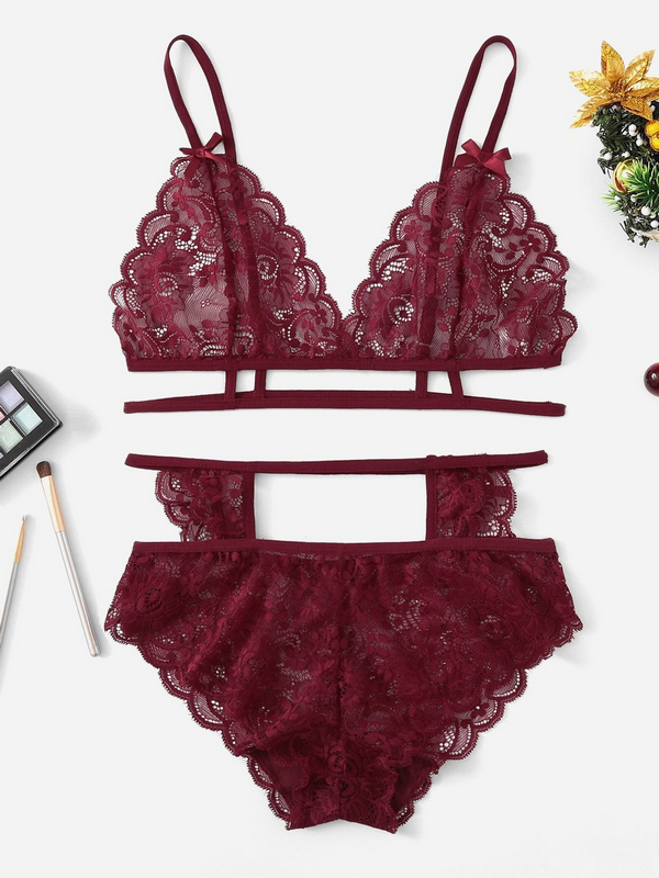 Sexy lace lingerie set lace hollow out front open back fancy ladies sexy lace lingerie sets