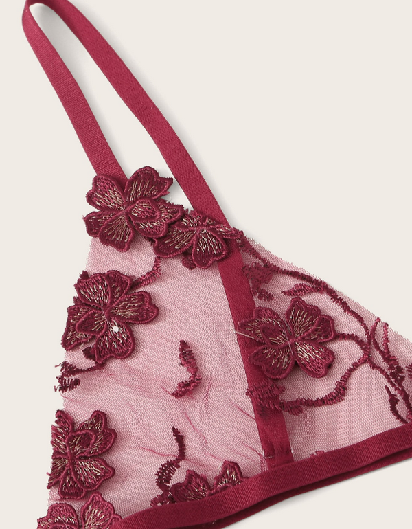 Sexy transparent embroidered mesh fashionable lingerie suitgarters,garters three sets