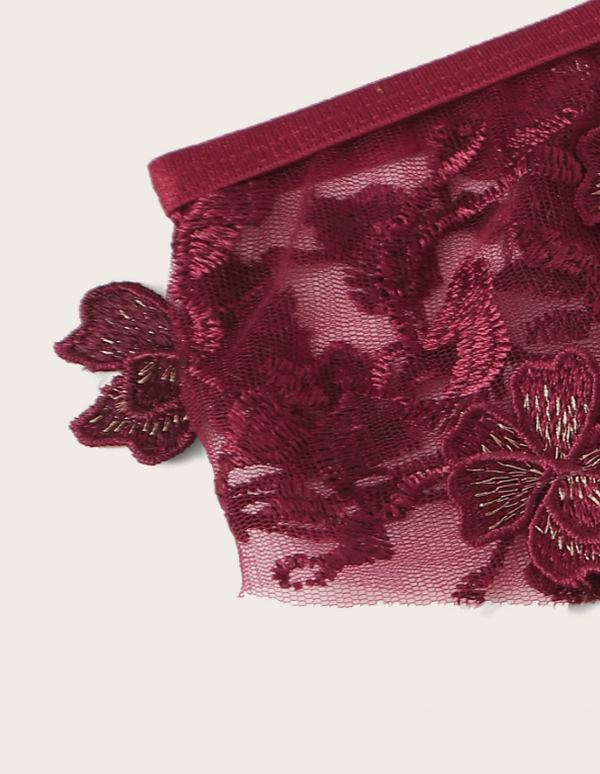 Sexy transparent embroidered mesh fashionable lingerie suitgarters,garters three sets