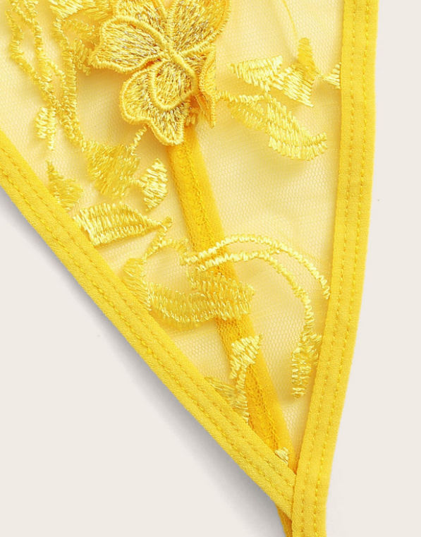 Sexy transparent embroidered mesh fashionable lingerie suitgarters,garters three sets