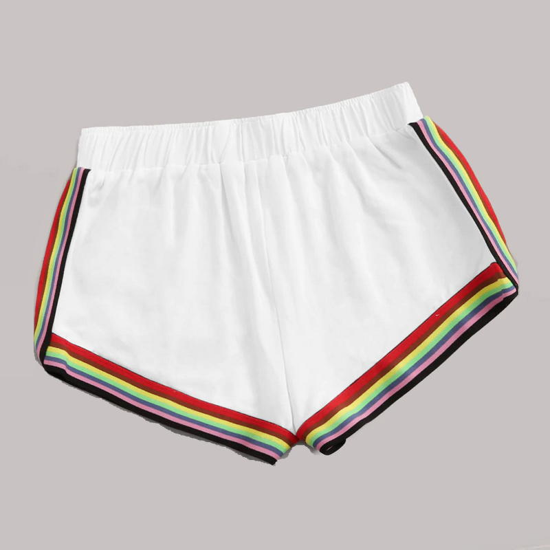 Fashion Rainbow edges Shorts Women&apos;s Summer  Patchwork High Waist Shorts Street wear ShortsBottom